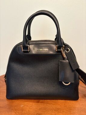 Calvin Klein Black Convertible Satchel with Gold Hardware medium size